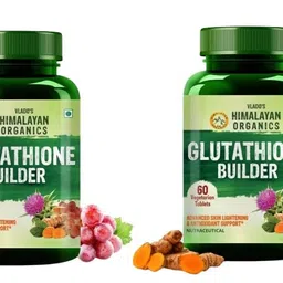 Vlado’s Himalayan Organics Glutathione Builder With Vitamin C,E,B6 & Curcumin Alpha Lipoic Acid, Antioxidant Support for Anti-Ageing,Youthful & Brightening Skin -60 Veg Tablets x Pack of 2 image 1