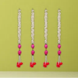eCraftIndia Pink Lotus with White Artificial Flowers Hanging (Pack Of 4)-picture-11