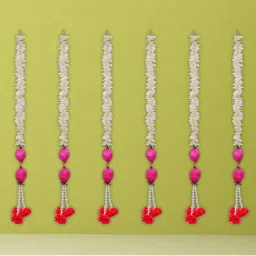 eCraftIndia Pink Lotus with White Artificial Flowers Hanging (Pack Of 6)-image-39