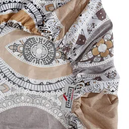 FABINALIV Grey & Brown Ethnic Motifs 300 TC Fitted King Bedsheet with 2 Pillow Covers image 5