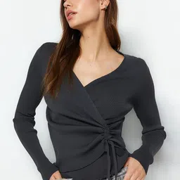 Trendyol V-Neck Striped Pullover image 4