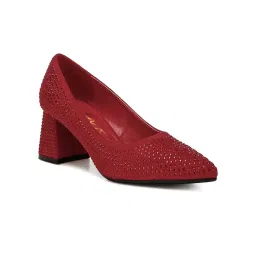 London Rag Red Rhinestones Embellished Pumps-image-82