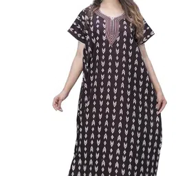 Women's Pure Cotton Block Print Regular Maxi Nighty Gown image 1