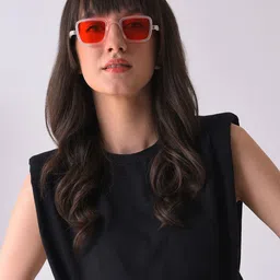 HAUTE SAUCE by Campus Sutra Unisex Orange Lens & White Wayfarer Sunglasses with UV Protected Lens image 4