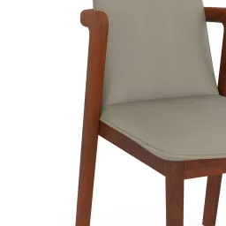 urban ladder Harper Solid Wood Dining Chair In Honey Finish, Fabric Taupe Leatherette image 5