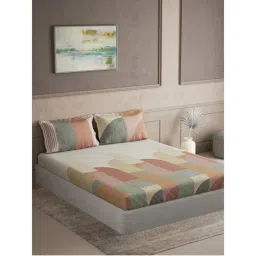 Ddecor Live Beautiful Geometric King 144 TC Bedsheet With 2 Pillow Covers - Brown-image-51