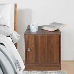 gudsmith Stellar Engineered Wood Bedside Table in Walnut Finish image 2