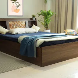 direct factory to home private limited (df2h) Timber Engineered Wood Queen Size Box Storage Upholstered Bed in Walnut ... image 1