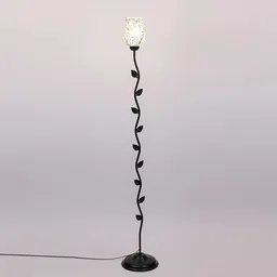 devansh Stuart Black Glass Shade Floor Lamp image 1