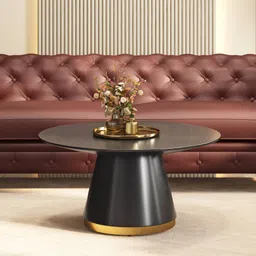 urban ladder Odin Round Solid Wood Coffee Table in Mocha Walnut Finish image 1