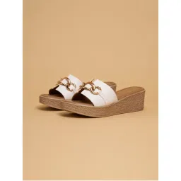 Eridani Embellished White Ciara Wedges-image-11