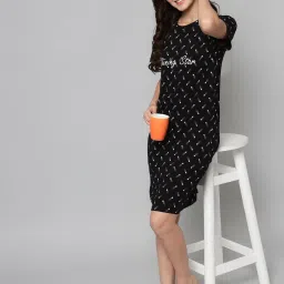 SEPHANI Black Printed Night Dress-picture-24