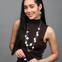 Odette Off White Stone Alloy Embellished Stylish Jewellery Set-image-10