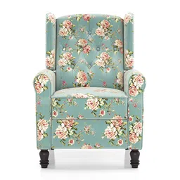 urban ladder Ellis One Seater Pushback Recliner in Dusty Teal Floral image 4