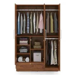 urban ladder Bocado Engineered Wood 3 Door Wardrobe in Sheesham Finish image 4