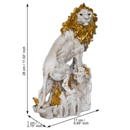 eCraftIndia Polyresin Lion Statue Climbing on Rock Animal Figurine Showpiece image 4