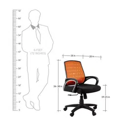 furniturstation Pereg Study Chair With Headrest in Black & Orange Colour image 5