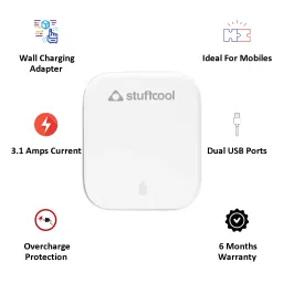stuffcool Venus 0.45 Amp Dual USB Wall Charging Adapter (WCVENUS-WHT, White) image 5