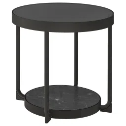 frötorp Side table, anthracite marble effect/black glass, 48 cm-image-17