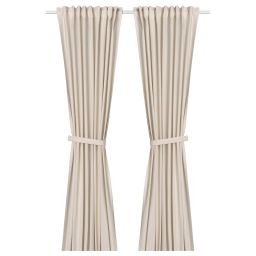 ikea lenda Curtains with tie-backs, 1 pair, off-white/with heading tape, 140x250 cm-picture-14