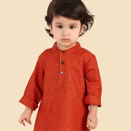 Fabindia Boys Abstract Printed Band Collar Straight Kurta-image-27