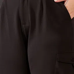 Sztori Women Flared Mid-Rise Cargo Style Parallel Trousers image 2