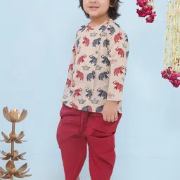 Aj DEZInES Boys Ethnic Motifs Printed Regular Pure Cotton Kurta with Dhoti Pants image 5