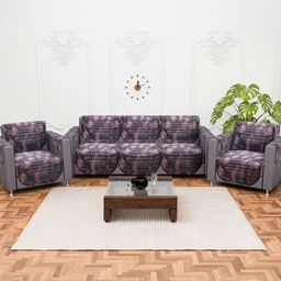 Myntra Elegant Homes Brown & Purple Cotton Sofa Cover With Arms-picture-42