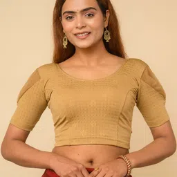 Bindigasm's Advi Embellished Stretchable Jacquard Organza Saree Blouse-image-45