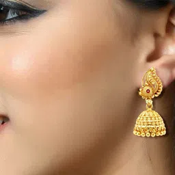 DIVASTRI Gold-Plated Dome Shaped Jhumkas-picture-29