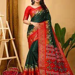 HERE&NOW Ethnic Motifs Zari Art Silk Banarasi Saree-picture-36