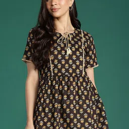 Deewa Floral Print Puff Sleeve Cotton Empire Top-picture-13