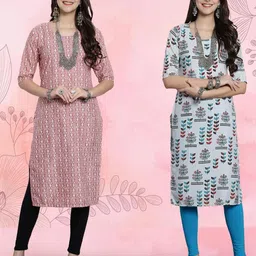 Ethnic basket Women Pack Of 2 Multicoloured Crepe Kurtas-picture-17