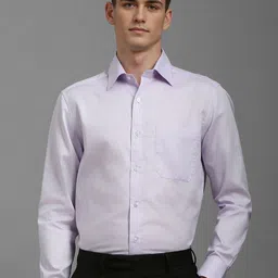 Louis Philippe Men Classic Slim Fit Textured Spread Collar Pure Cotton Formal Shirt-picture-44