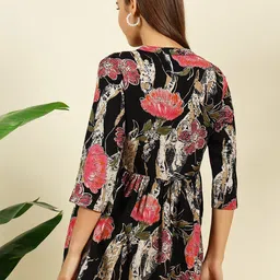 THE FAB FACTORY Women Pack Of 2 Printed Round Peplum Top image 3