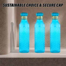 Aura Blue & Green 9 Pieces Textured Water Bottles-1 L Each image 3
