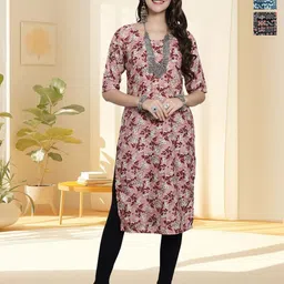 HERE&NOW Women Pack of 3 Floral Printed Daily Straight Kurtas-picture-13