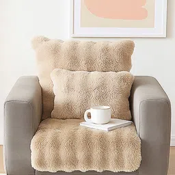 DREAM CARE Beige & Beige Solid 1 Piece Sofa Cover-picture-26