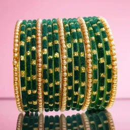 Only Offers Set Of 10 Green Glass Artificial Stones Bangle-picture-29