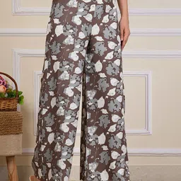 Kahili Art Women Floral Printed Flared Knitted Ethnic Palazzos image 3