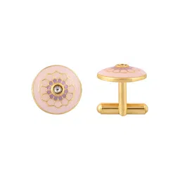 House of Pataudi Men Gold-Plated Stone-Studded Cufflinks image 3