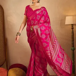 Anouk Rustic Ethnic Motifs Zari Silk Blend Sungudi Saree image 3