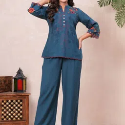 CORSICA Embroidered Pure Cotton Tunic & Trousers Co-Ords-image-6