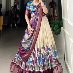 PAYAL CREATION Printed Foil Print Ready to Wear Lehenga & Semi-Stitched Blouse With Dupatta image 2