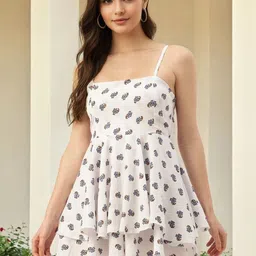 SZN Women White Polyester Sleeveless Printed Playsuit Jumpsuit-picture-28