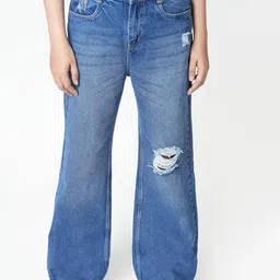 ZUYA Women Cotton Blue Torn Denim Jeans-image-27