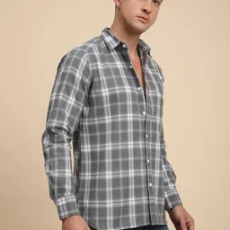 THE BEETEL HOUSE Men Comfort Regular Fit Spread Collar Tartan Checked Casual Shirt image 2