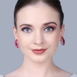 PUJVI Artificial Stones Studded And Beaded Teardrop Shaped Drop Earrings-picture-29