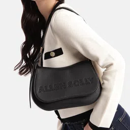 Allen Solly Brand Logo Embroidered Baguette Bag image 2