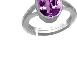 GenZcomplex Silver-Plated Amethyst Katela Jamunia Studded Finger Ring image 1